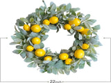 18 Inch Yellow Lemon Spring Summer Wreath for Front, Lamb Ears Leaves with Artificial Lemon V1258-DP02-C-2679