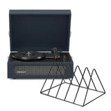 Crosley Voyager Bluetooth Portable Turntable Gadhouse Vinyl Rack Bundle - Navy V398-CR8017BVR-NY4