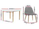 1 Artiss Dining Table and 4 Chairs Set White Grey DSET-TAB01-LI-GYX4