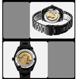 Golden Steel Band Automatic Skeleton Watch For Men PRL-5022335240DBT