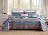 100% Cotton Violet Lagoon Floral Stripe Coverlet Bedspread Set V745-MMPAC06193Q13U
