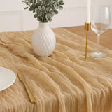 Cheesecloth Table Runner - 10FT Natural Linen Beige Gauze Fabric Table Decor for Wedding, Party, V1258-DP02-C-1101
