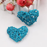 50 Turquoise Blue 3D Hollowed Rattan Heart-Shaped 5M LONG String Fairy Lights, Battery Indoor & V382-TURQHRTRATTBATT50