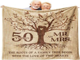 Happy 50th Anniversary Wedding, Flannel Soft Blanket Decor, Golden 50th Anniversary Romantic V1258-DP02-C-1142