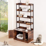 VEVOR Cat Litter Box Enclosure Wooden Litter Box Furniture Hidden with 4 Shelves V952-DHWCBBSNJSMSEYD6AV0