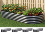 Green Fingers 4 Pcs Raised Garden Bed Kit Oval Galvanized Steel Planter Boxes 160x80x42cm, Heavy GARDEN-OVAL-1608042X4