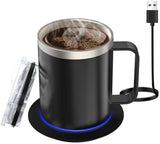 USB Heated Coffee Mug Warmer with Handle, Stainless Steel Coffee Cup with Lid for Milk, Tea and Hot V1237-ZY-924-353