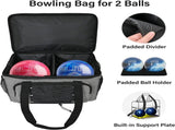Bowling Tote with Wooden Bowling Cups and Padded Divider for Double Ball and A Pair of Bowling Shoes V1366-AZ2-W-05893