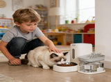 Automatic Cat Feeder and Water 2-in-1 Pet Automatic Fountain Food Bowl Spill-Proof Cat Waterer for V1107-134-35378-GRY