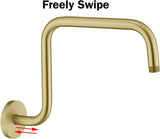 Shower Head Riser Pipe,Goose Neck Shower Arm 13 Inch Shower Head Extension Arm with Flange,Standard V1258-DP02-C-2246