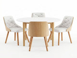 Artiss Dining Table and Chairs Set 5PCS Round 4 PU Leather Seater Dining Set White DSET-TAB01-2004PU-WHX4