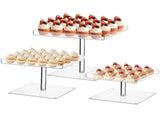 3PCS Acrylic Cupcake Stand Set, Clear Tiered Dessert Display Risers with Non-Slip Pads & Guard Edge, V1192-AZ-W-18242