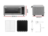 Devanti 48L Convection Oven Electric Fryer Bake Grill Ovens Benchtop 2000W Silver ECO-B-NHP-48L-SS