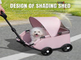 4-Wheel Dog Stroller with Sunshade Cover Collapsible Mesh Canopy Portable Pet Carrier for Outdoor V1107-CS-ZAILXA26