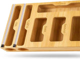 CARLA HOME 6-in-1 Bamboo Kitchen Drawer Organizer with Ziplock Bag Storage, Wrap Dispenser, Cutter V178-36368