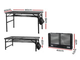 Gardeon BBQ Camp Table, 90*60*66 Portable Foldable Lightweight Grill Outdoor Metal Table 3.9kg XFEL-TABLE-MESH-90-BK