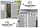 Giantz Garden Shed Outdoor Storage Box 1.87x1.28M Resin Tool Shed Backyard Grey SHED-FLAT-P-4X6-GR-ABC