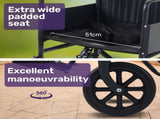 EQUIPMED Folding Transit Manual Wheelchair, Attendant Propelled, Steel Frame, Wide Seat, Comfortable V219-HELWLCEQB51A