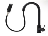 Matt Black Round Pull Out Down Kitchen Sink Tap Laundry Basin Mixer 2 Way Spout V1233-KRD519BL