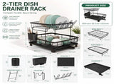 CARLA HOME 2 tier Dish Drying Rack with Drainboard & Utensil Holder for Kitchen LSB-36538