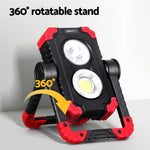 Giantz Work Light Rechargeable Torch USB Cordless LED Lamp Rotation Folding WL-RTG-2LED-SWL-RD