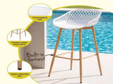 Gardeon 2PC Outdoor Bar Stools Plastic Metal Dining Chair Patio Furniture White ODF-BA-CHAIR-PP-WH-2X
