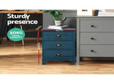 Artiss 2x Bedside Table 3 Drawers Vintage - THYME Blue ST-CAB-B-VIN3D-BUX2