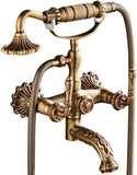 Clawfoot Bathtub Faucet with Handheld Shower 2-Function Wall-Mounted Tub Faucet Set, Dual Cross V1107-113-90096-BRO-B