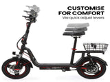 ALPHA Rover Electric Scooter with Seat, 500W 48V 25km/h 30km Range, 14-inch Tyres, Motorised V219-TRNESCAL8KRA