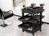 Embellir 6-Tier Salon Trolley Cart on Wheels Barber Mobile Hairdressing Cart SA-TR-6T-HOLL-BK
