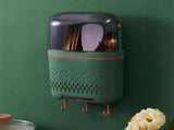 Kitchen Hanging Rack Rustproof Waterproof Compartmental Storage Cutlery Drainer with Cover Coloured V1294-YM0717-3118220192612