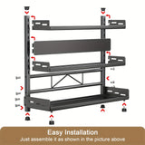 3-Tier Black Stainless Steel Spice Rack Kitchen Condiment Storage Shelf 40x16x54cm V178-59224