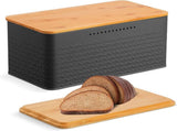 CARLA HOME Bread Bin with Bamboo Lid used as Chopping Board for Kitchen Countertop LSB-36093
