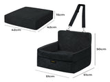 Pawz Pet Car Seat Booster Belt Pet Portable Travel Bed PT1296-BK-AU