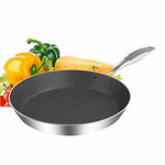 SOGA 3X Stainless Steel Fry Pan Frying Pan Induction FryPan Non Stick Interior Skillet FRY707273