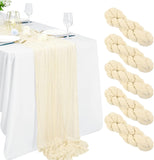 5 Packs 10Ft Ivory Cheesecloth Table Runner, 35" x 120" Rustic Gauze Boho Wedding Table Runner V1259-DP01-A-3519