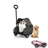 4-Wheel Dog Stroller with Sunshade Cover Collapsible Mesh Canopy Portable Pet Carrier for Outdoor V1107-CS-ZAILXA26
