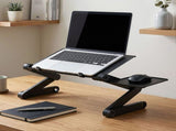 Artiss Laptop Stand Aluminium Computer Riser Foldable Lap Desk Bed Table Black LA-STAND-FOLD-BK
