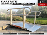 Kartrite 3ft Aluminium Wheelchair Ramp w/ Handrails 380kg Capacity 93.5cm Width WCR-01H-3FT-094-WHD