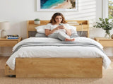 Artiss King Single Bed Frame with 2 Drawers Platform Bed with Headboard Bed Base with USB Ports WBED-F-AURA-KS-WD-AB