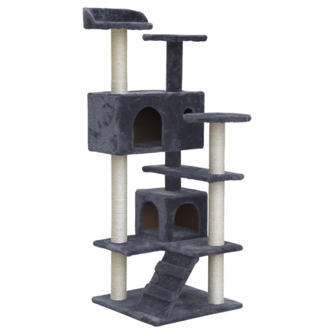 i.Pet Cat Tree 134cm Tower Scratching Post Scratcher Wood Condo House Bed Grey PET-CAT-801F-GR