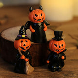 Halloween Pumpkin Resin Figurines Set with Witch Hat Broom Devil Horns and Top Hat Designs for V1341-ZY-STVYEDNE-FULLSETALL4STYLES
