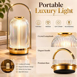 Light Luxury Retro Metal Portable Crystal Lamp, USB Rechargeable 3 Colors Stepless Dimming, Creative V1232-RLTD-001