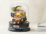 Creative DIY Dollhouse Dream House Miniature with Rotate Music Box Dust Cover LED Light V1294-YM0901-JY14759