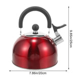 Red Stainless Steel Whistling Tea Kettle with Handle, Water Boiling Pot for Kitchen and Daily Use V1192-AZ-W-22533