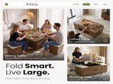 Fittro 3-in-1 Lift Top Coffee Table with 4 Chairs, Dining Table Work Desk Built-in Storage, MF-CT-W4C-WAL-AB