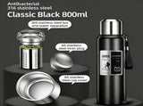 Antibacterial 316 Stainless Steel Vacuum Flask 800ml Tea Infuser & Insulated Bottle for Hot/Cold V1188-MS-309-002