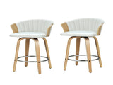 Artiss Bar Stools Kitchen Leather Barstools Swivel Counter Chairs x2 BA-TW-8091-WHX2