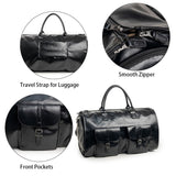 Black PU Leather Travel Duffel Bag - Multifunctional Overnight Gym Bag with Spacious Compartments V888-ELOSUNG15013