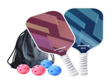 2 pcs Dreamy Purple and Blue Fiberglass Pickleball Paddle Racket Set V888-ELOSUNG53201